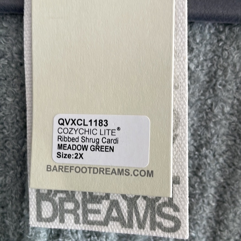 Barefoot Dreams Cozichic Ribbed Shrug Cardi Meadow Green NWT - Picture 5 of 11